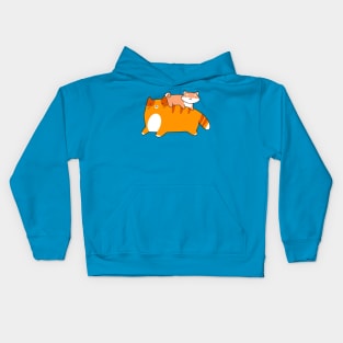 Orange Tabby and Shiba Pup Kids Hoodie